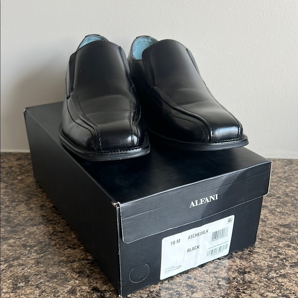 Alfani Black Asher Leather Loafers 10 NEW